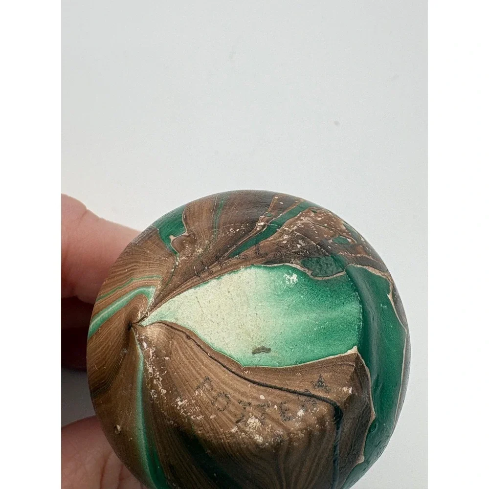 Handcrafted Swirl Ceramic Bud Vase Teal Brown Small Decorative Accent